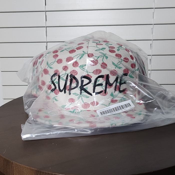 Supreme 🔥SUPREME Cherries 5-Panel Hat Natural SNAP CLOSURE| SS23