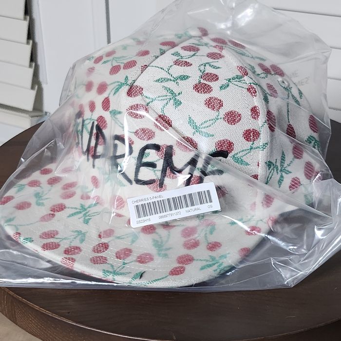 Supreme 🔥SUPREME Cherries 5-Panel Hat Natural SNAP CLOSURE| SS23