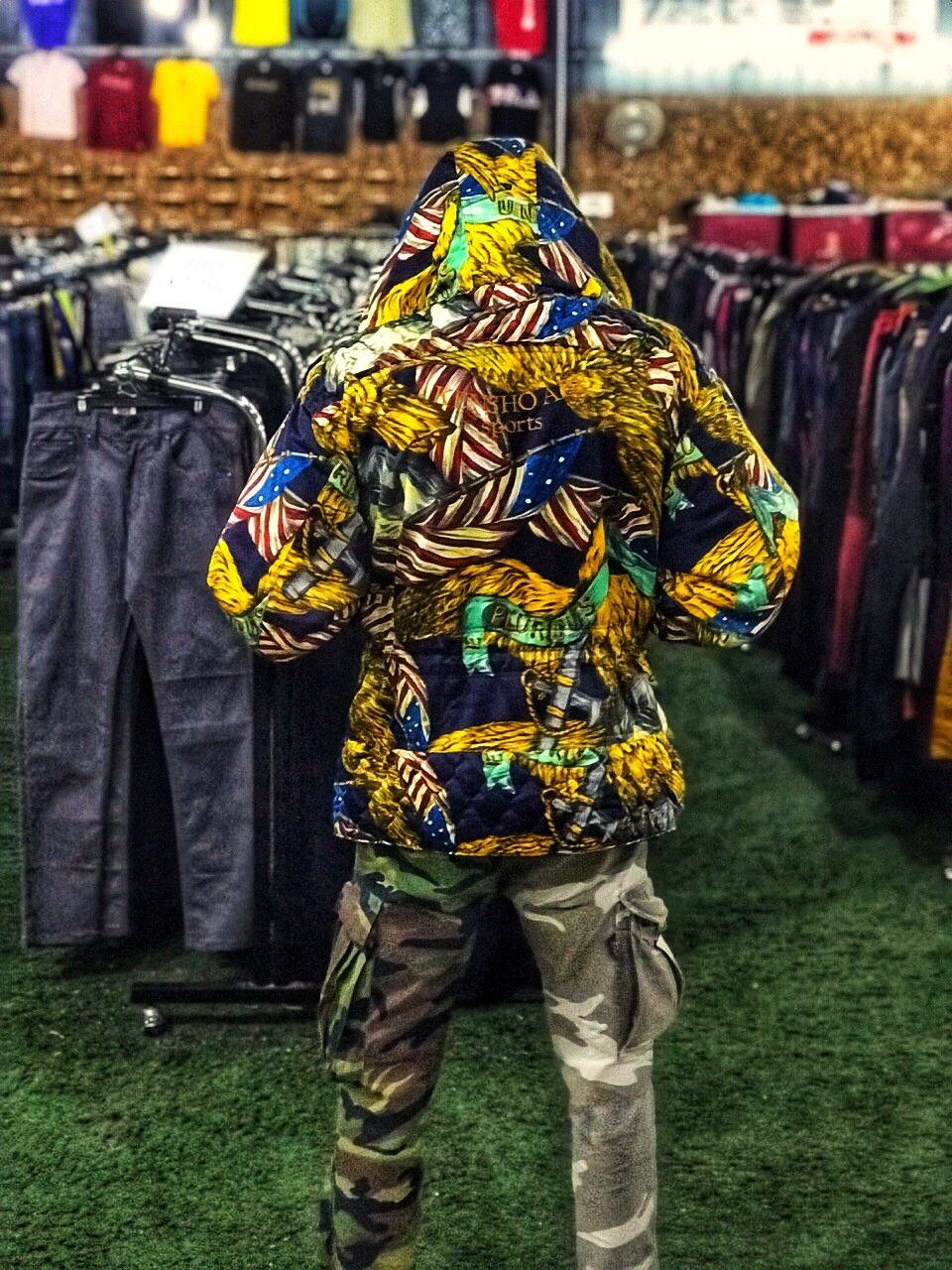 Kensho Abe full print puffer hoodie jacket