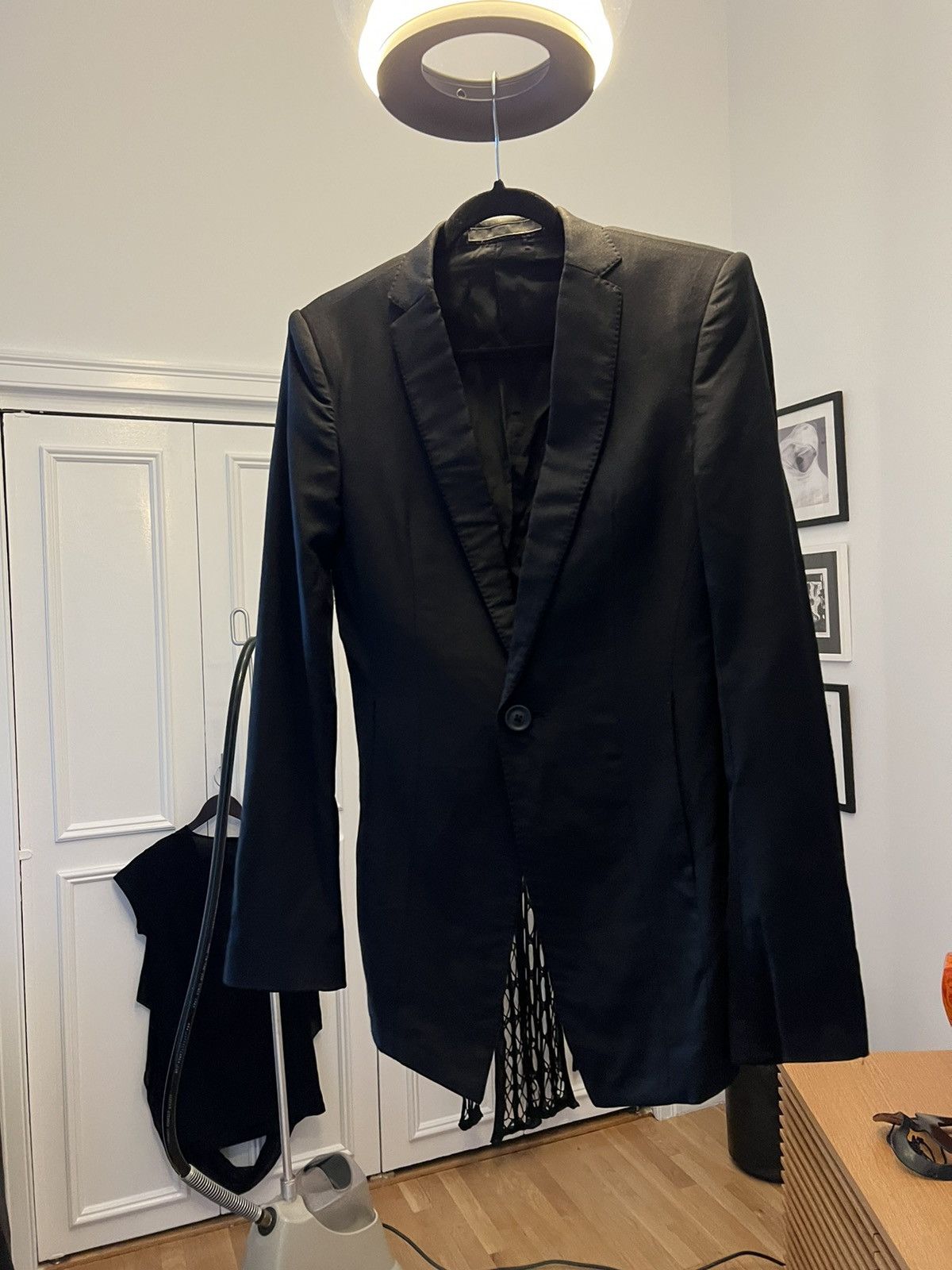 image of Julius Black Crack Size 1 Blazer In Crepe Souple, Men's
