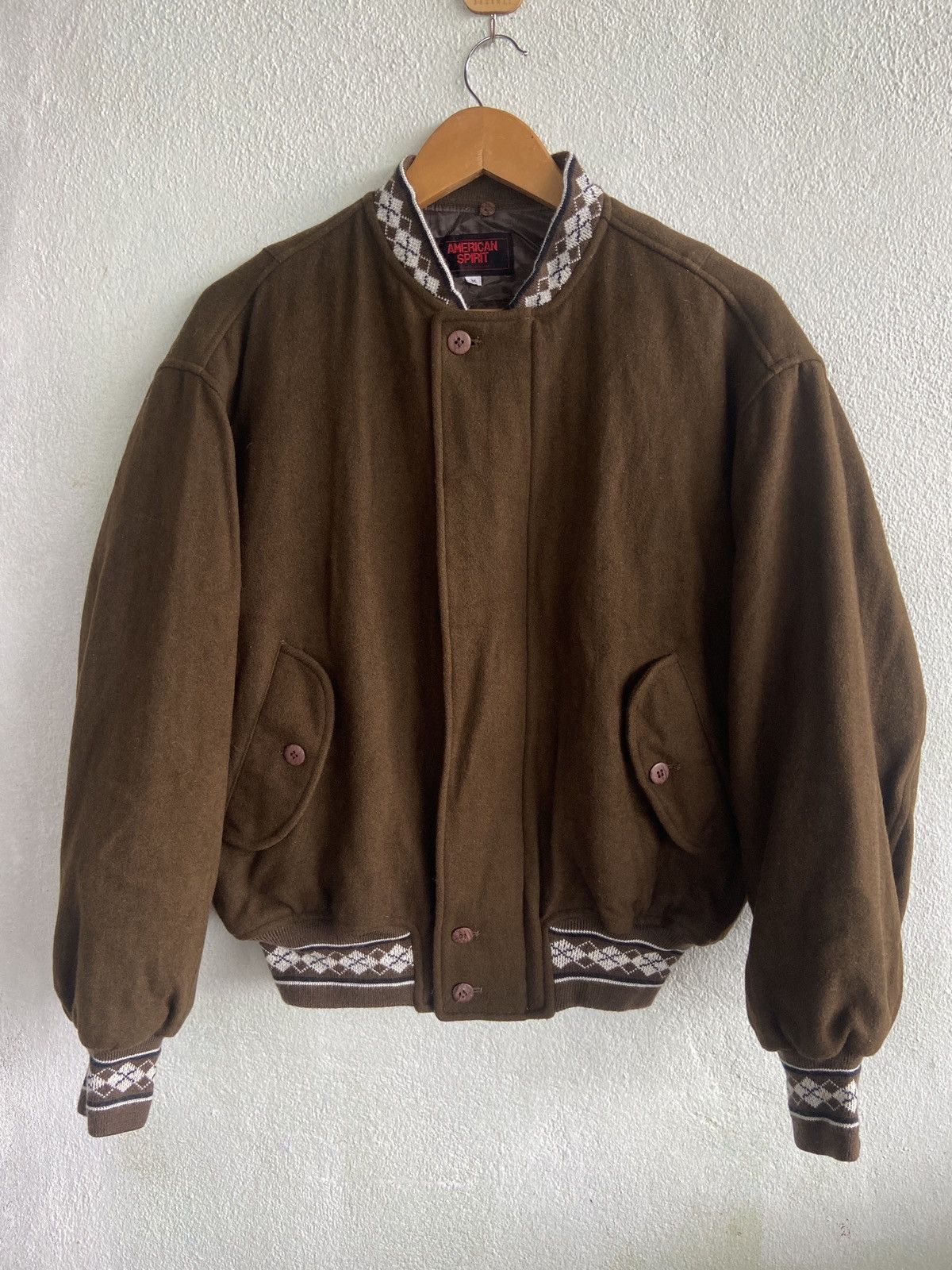 Vintage Vintage American Spirit Wool Bomber Jacket Size US M / EU 48-50 / 2 - 1 Thumbnail