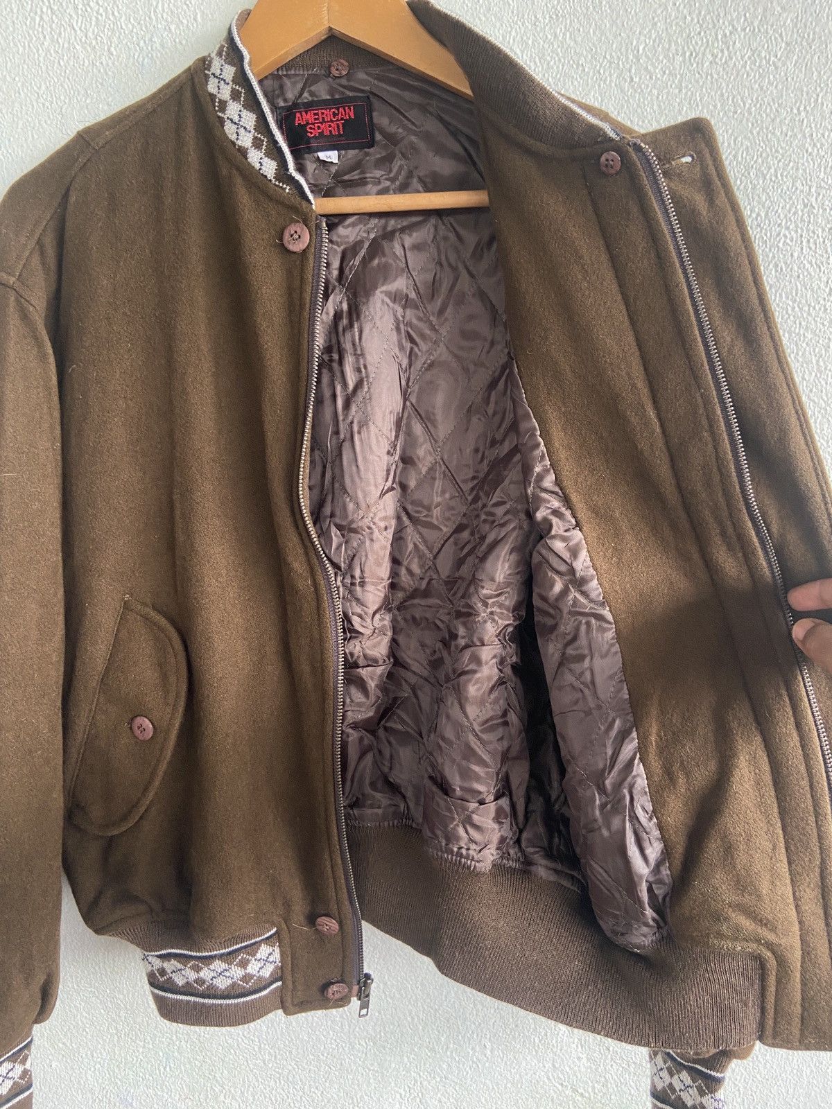 Vintage Vintage American Spirit Wool Bomber Jacket Size US M / EU 48-50 / 2 - 7 Thumbnail
