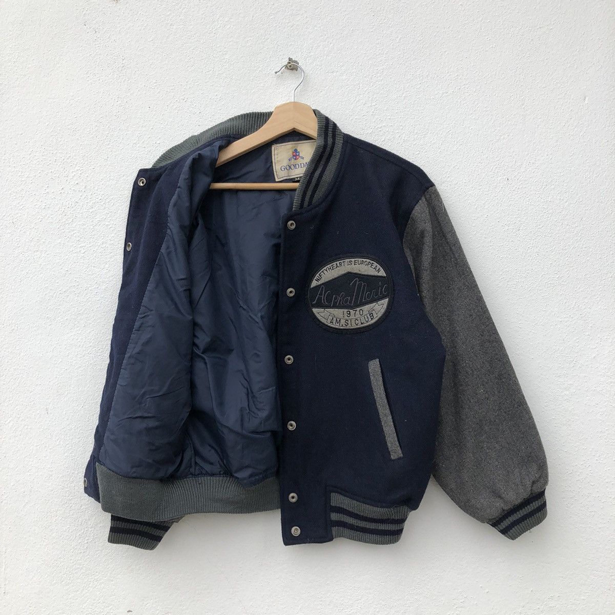 Japanese Brand VINTAGE VARSITY JACKET ALPHA MERIC BIG LOGO Size US M / EU 48-50 / 2 - 6 Thumbnail