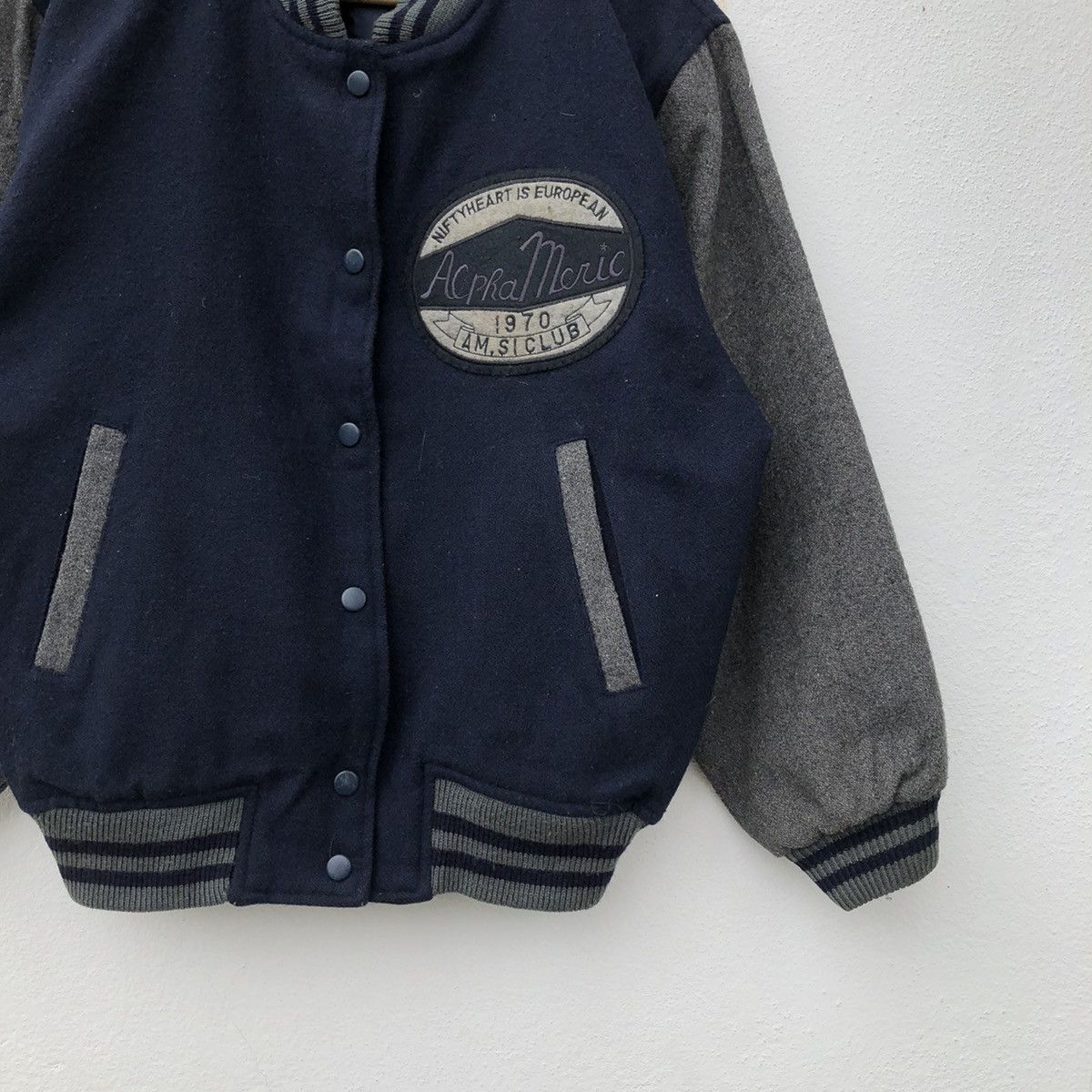 Japanese Brand VINTAGE VARSITY JACKET ALPHA MERIC BIG LOGO Size US M / EU 48-50 / 2 - 3 Thumbnail