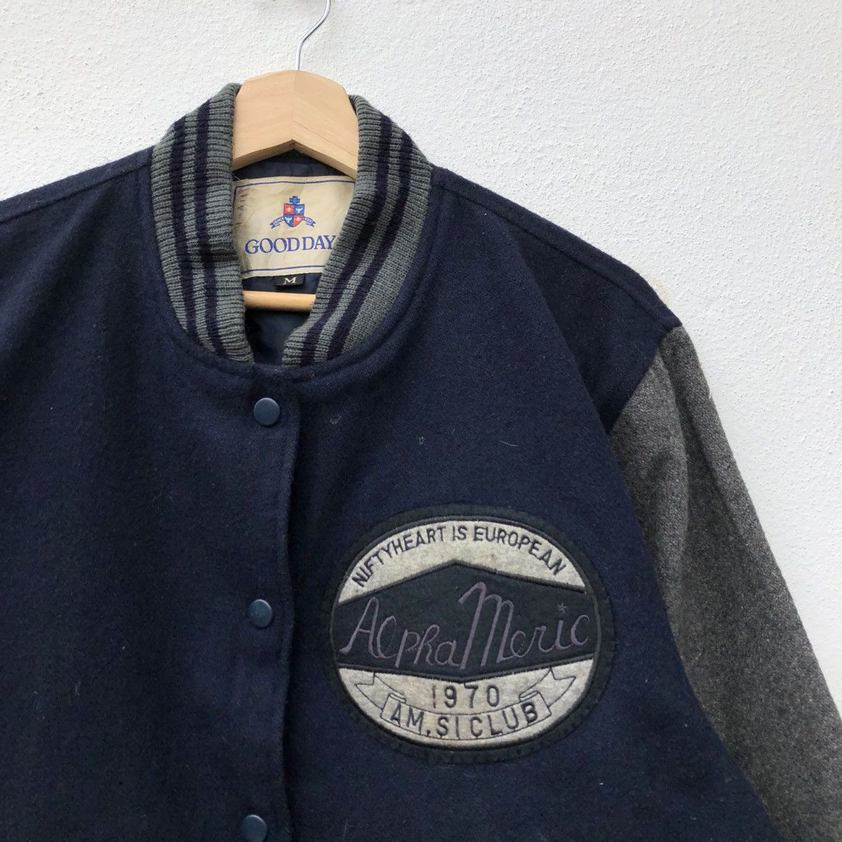 Japanese Brand VINTAGE VARSITY JACKET ALPHA MERIC BIG LOGO Size US M / EU 48-50 / 2 - 4 Thumbnail