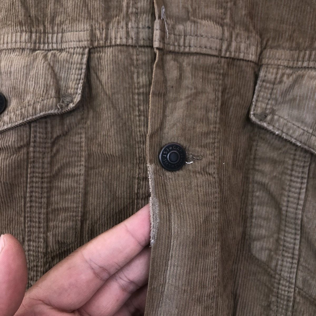 Japanese Brand Light Jacket Full Button Gap Corduroy Size US XL / EU 56 / 4 - 4 Thumbnail