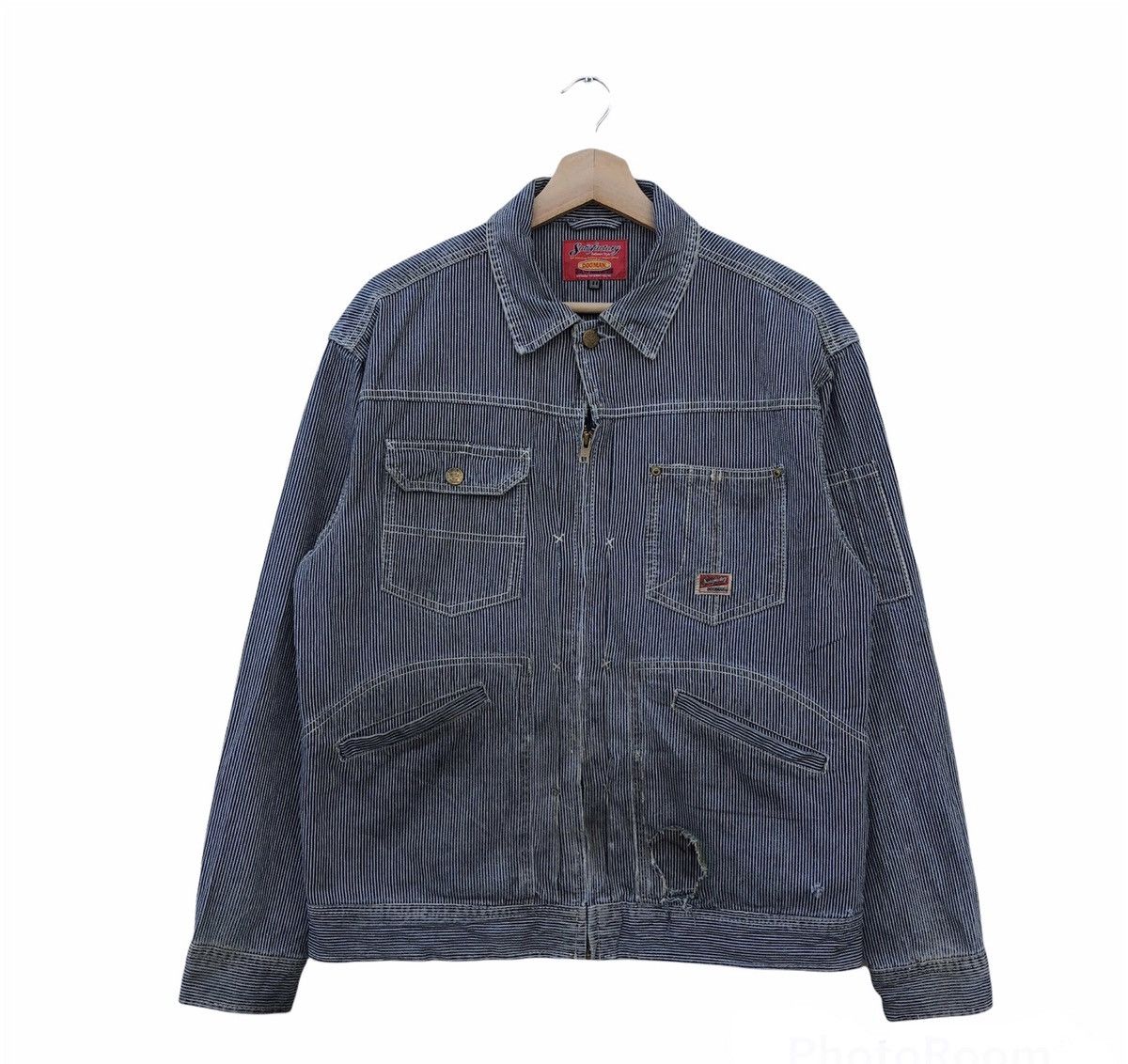 Japanese Brand VINTAGE DOGMAN DENIM JACKET STRIPE WORKER WEAR Size US L / EU 52-54 / 3 - 1 Thumbnail