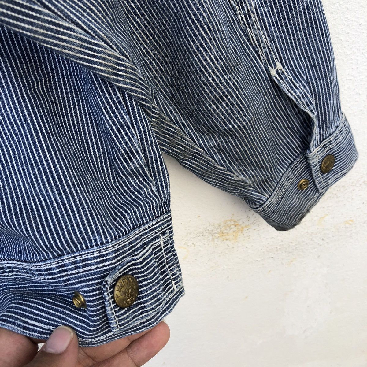 Japanese Brand VINTAGE DOGMAN DENIM JACKET STRIPE WORKER WEAR Size US L / EU 52-54 / 3 - 13 Thumbnail