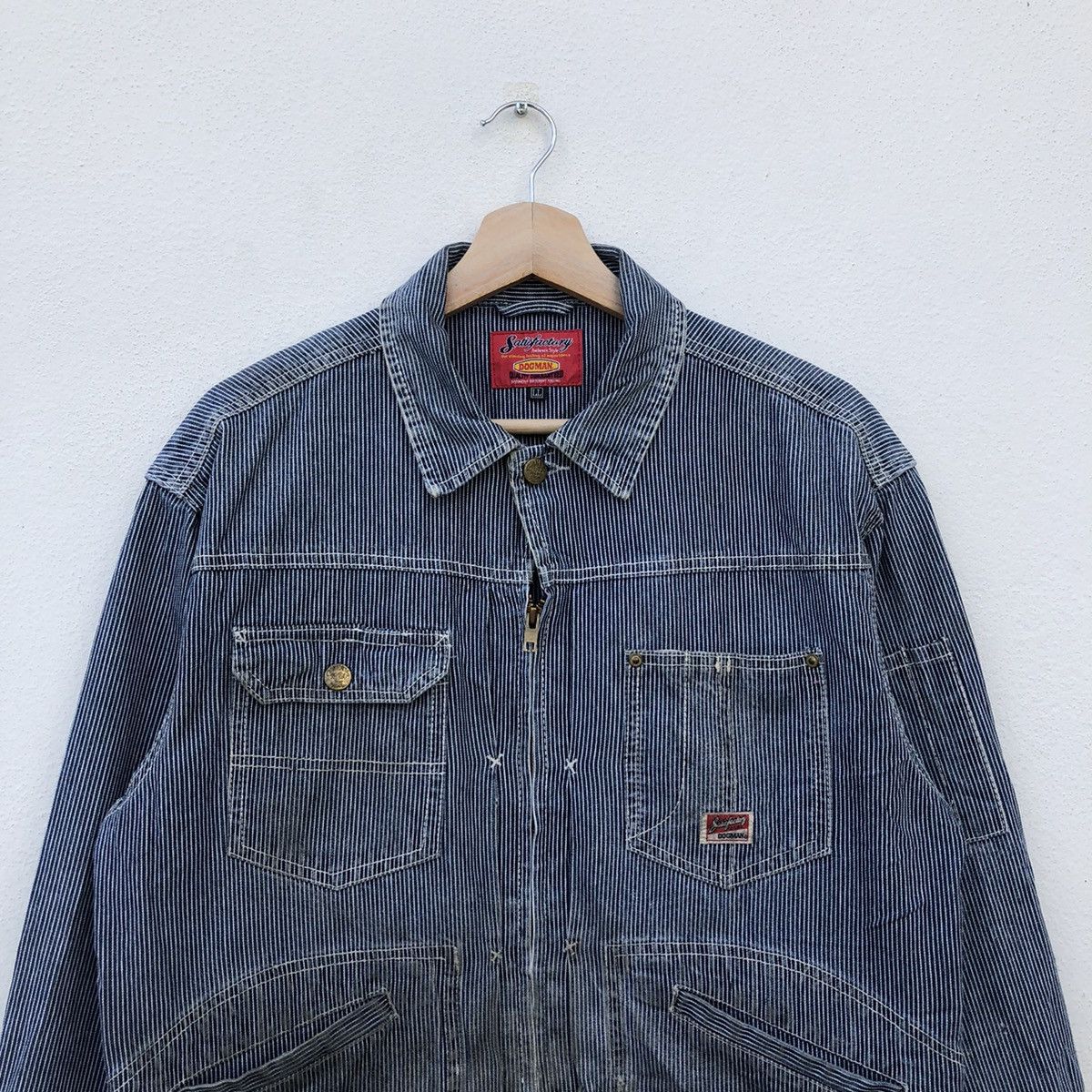 Japanese Brand VINTAGE DOGMAN DENIM JACKET STRIPE WORKER WEAR Size US L / EU 52-54 / 3 - 4 Thumbnail