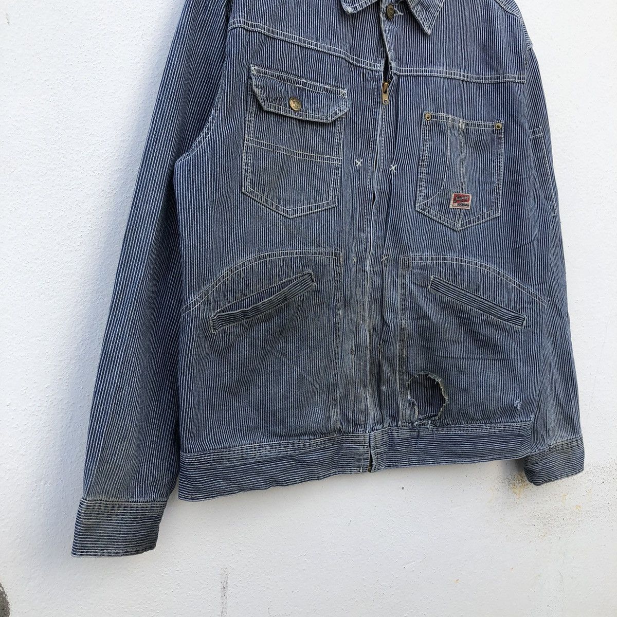 Japanese Brand VINTAGE DOGMAN DENIM JACKET STRIPE WORKER WEAR Size US L / EU 52-54 / 3 - 5 Thumbnail
