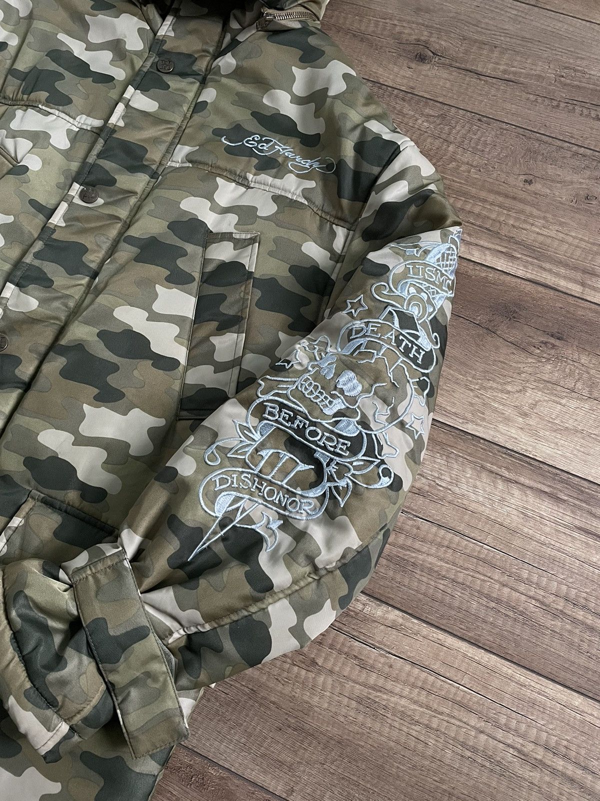 Christian Audigier RARE Ed Hardy Audigier Insulated Camo Parka Jacket Skull Size US L / EU 52-54 / 3 - 10 Thumbnail
