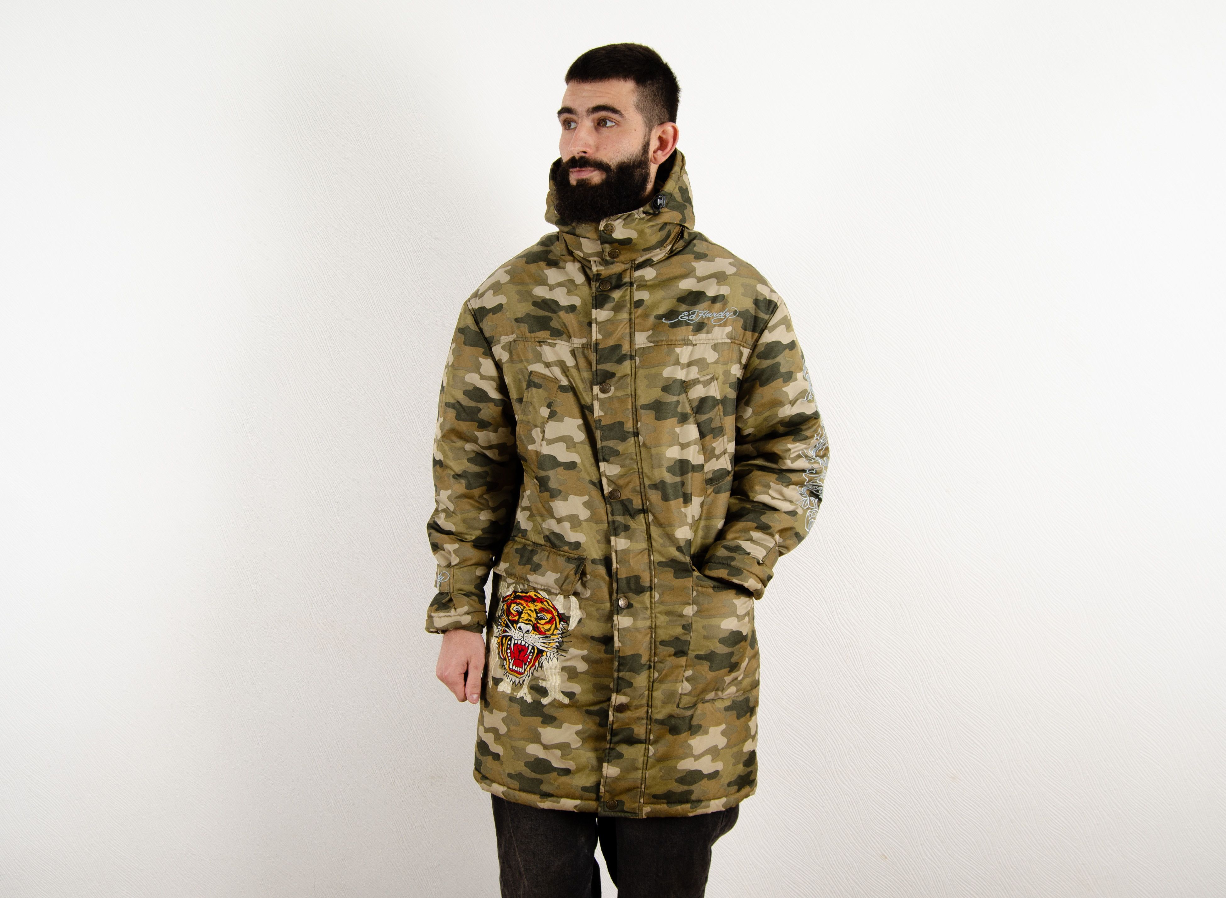 Christian Audigier RARE Ed Hardy Audigier Insulated Camo Parka Jacket Skull Size US L / EU 52-54 / 3 - 4 Thumbnail