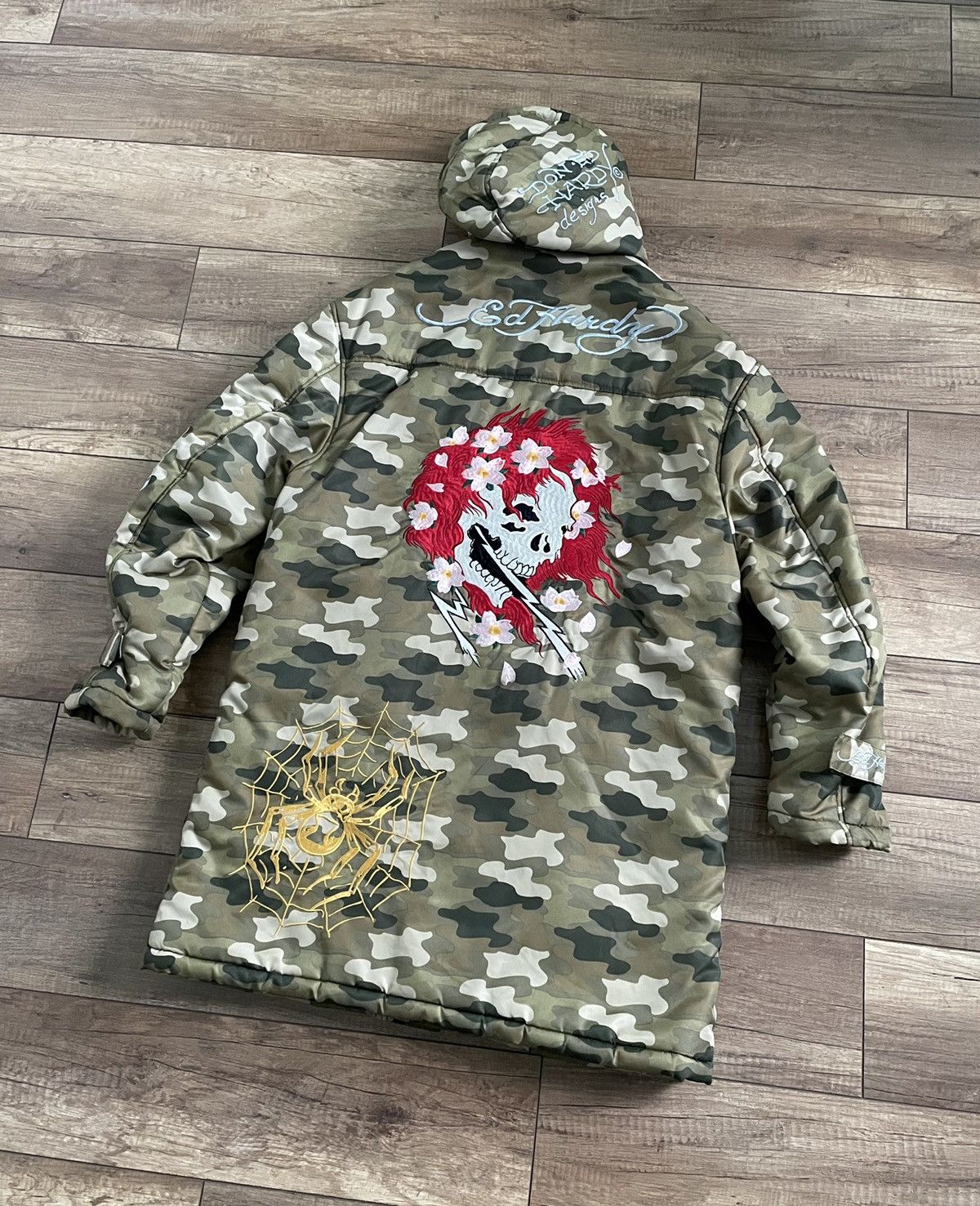 Christian Audigier RARE Ed Hardy Audigier Insulated Camo Parka Jacket Skull Size US L / EU 52-54 / 3 - 1 Thumbnail