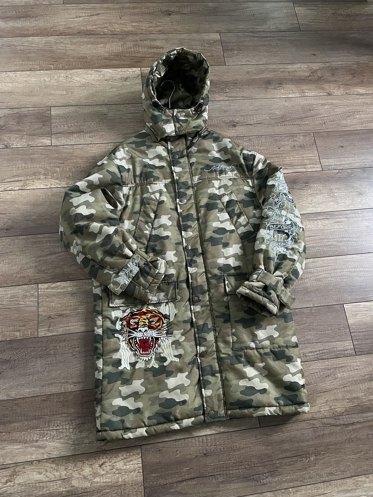 Christian Audigier RARE Ed Hardy Audigier Insulated Camo Parka Jacket Skull Size US L / EU 52-54 / 3 - 7 Thumbnail