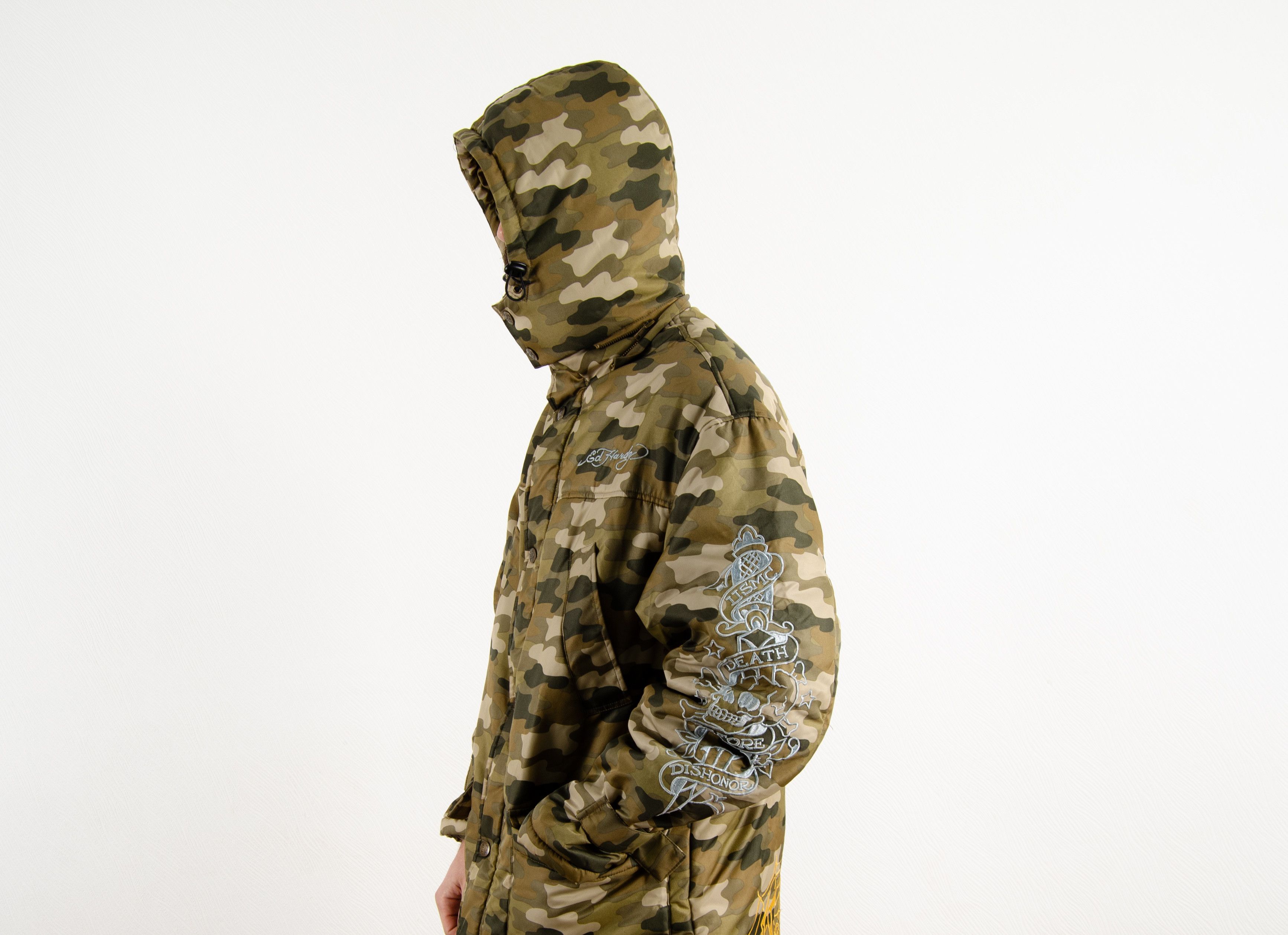 Christian Audigier RARE Ed Hardy Audigier Insulated Camo Parka Jacket Skull Size US L / EU 52-54 / 3 - 5 Thumbnail