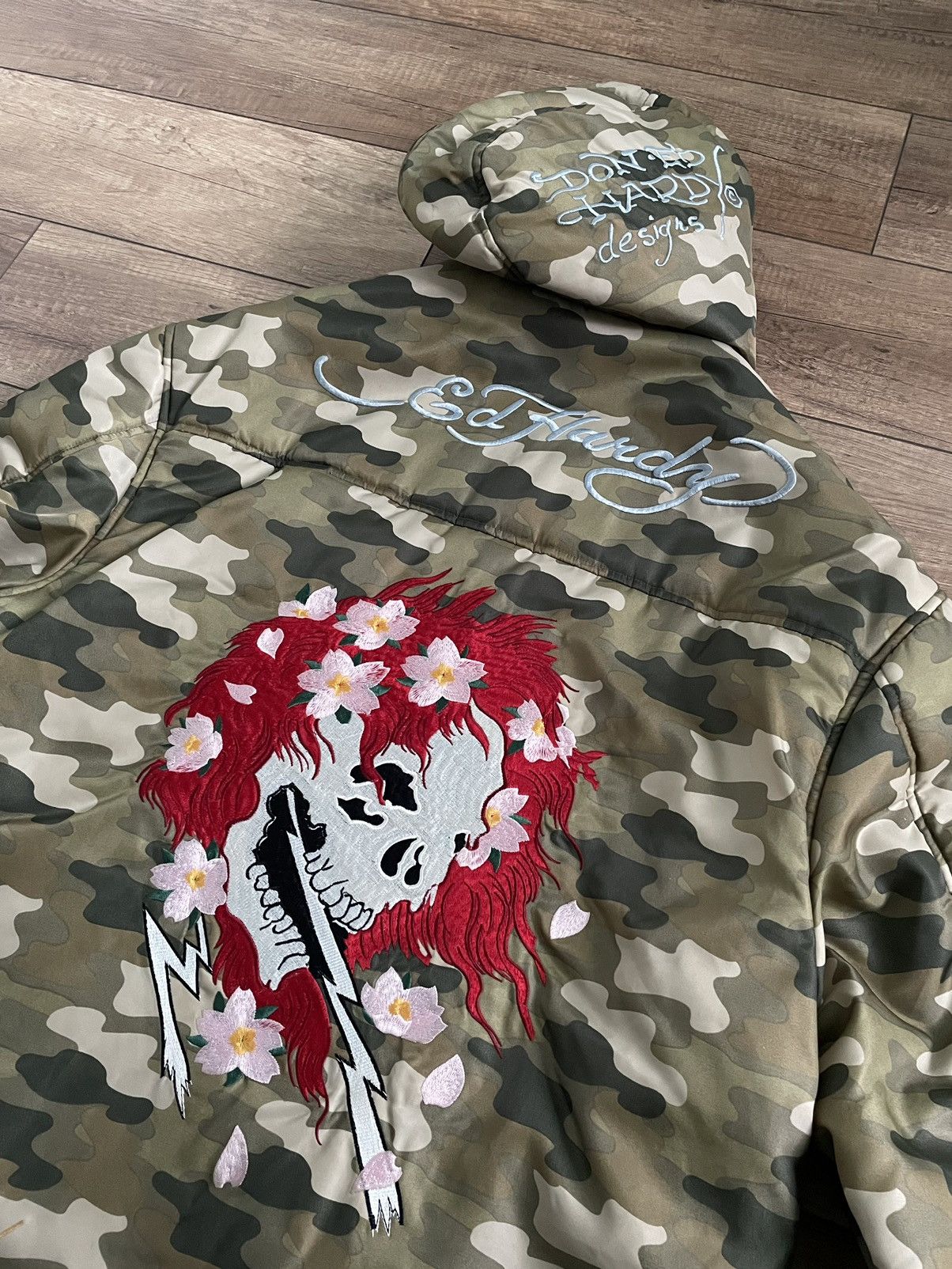 Christian Audigier RARE Ed Hardy Audigier Insulated Camo Parka Jacket Skull Size US L / EU 52-54 / 3 - 13 Thumbnail
