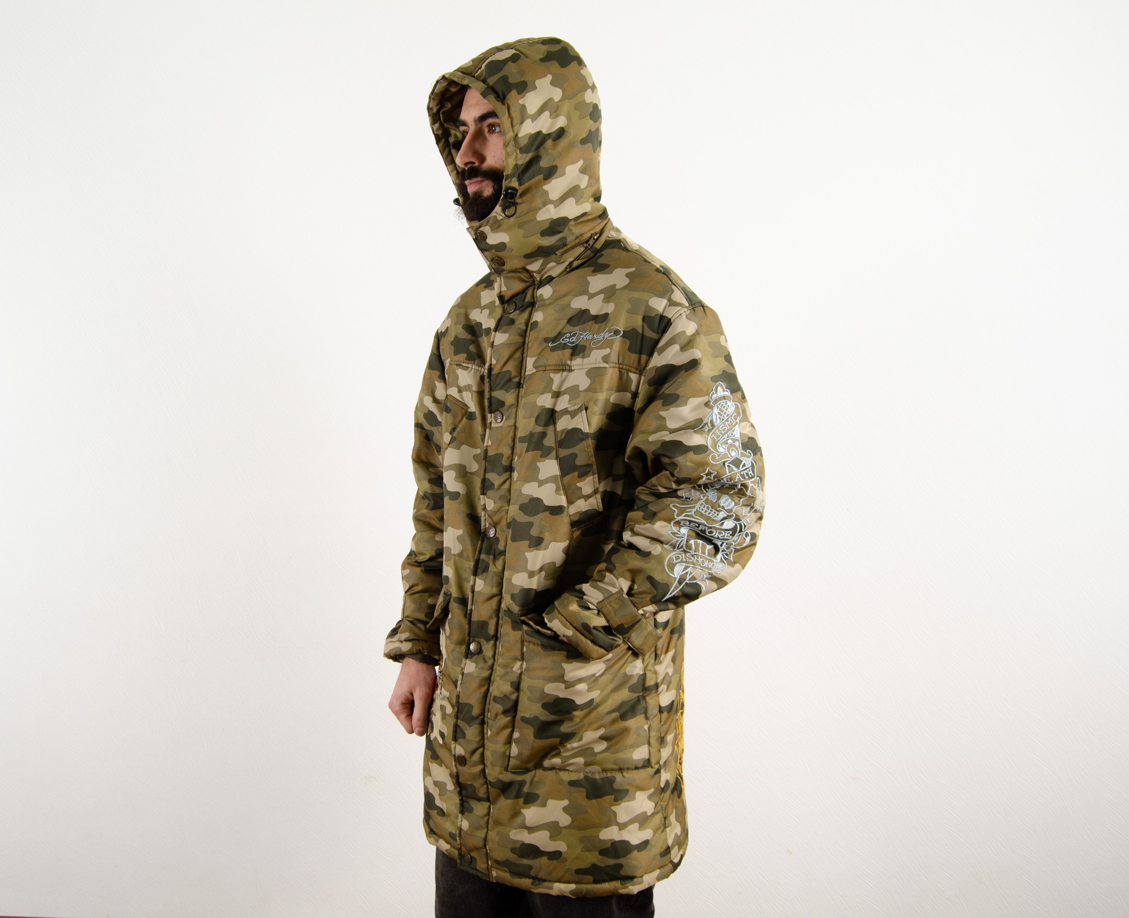 Christian Audigier RARE Ed Hardy Audigier Insulated Camo Parka Jacket Skull Size US L / EU 52-54 / 3 - 3 Thumbnail