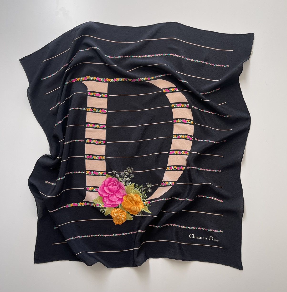 Christian Dior Monsieur Vintage Christian Dior Luxury Silk Scarves Size ONE SIZE - 3 Thumbnail