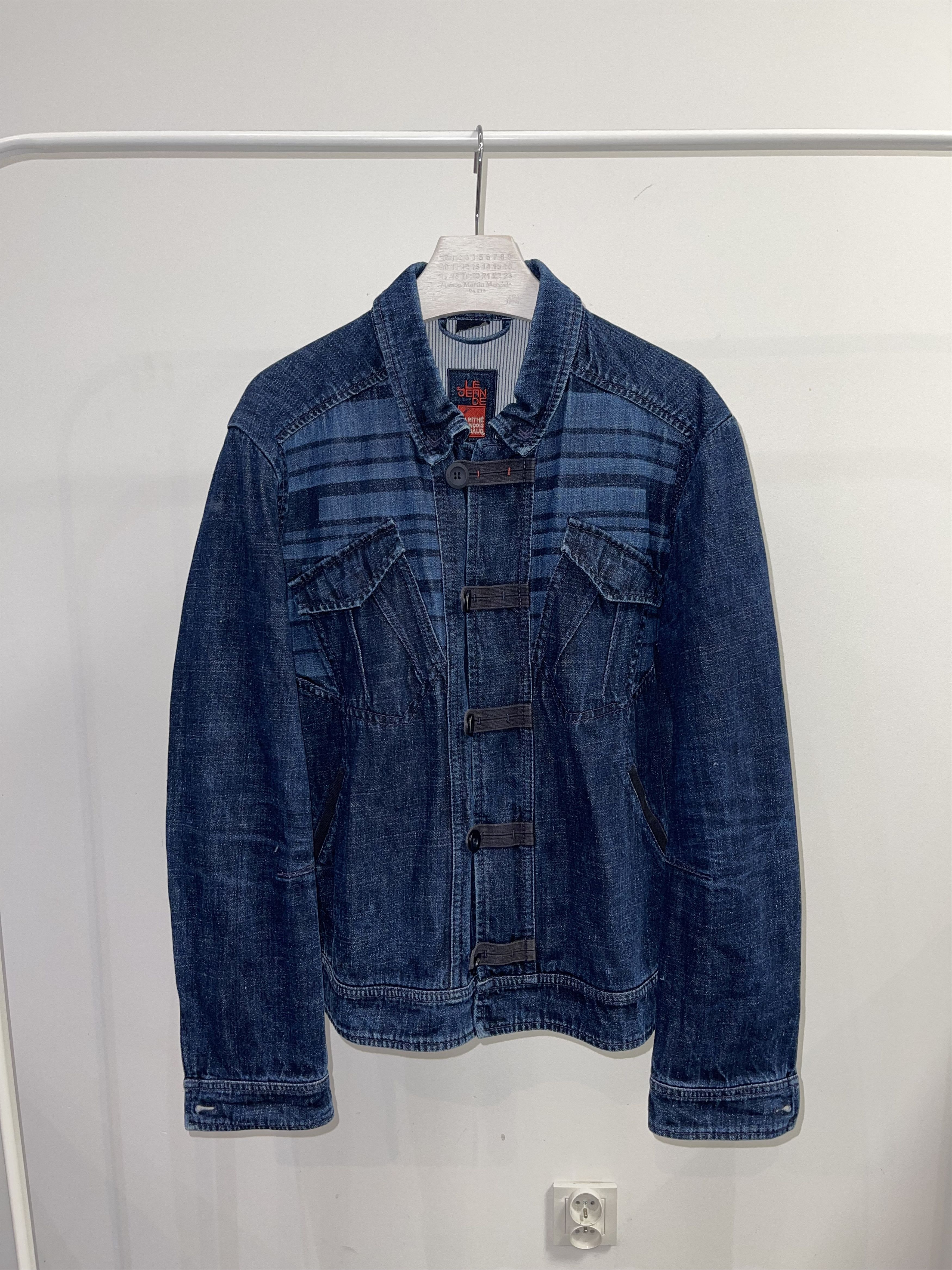 image of Avant Garde x Marithe Francois Girbaud Mfg Technical Multipocket Indigo Denim Jacket in Mid Indigo 