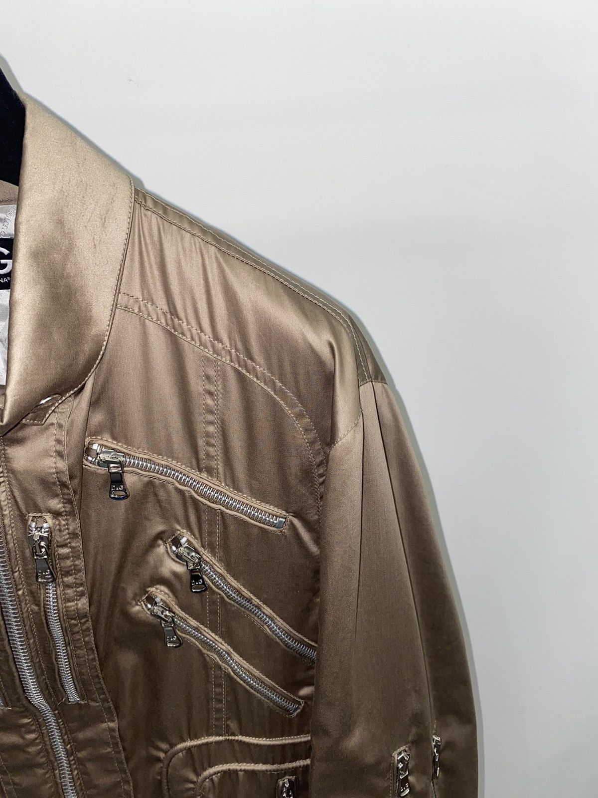 Dolce & Gabbana Dolce & Gabbana Multizipped Champagne Gold Biker Jacket Size US L / EU 52-54 / 3 - 2 Thumbnail