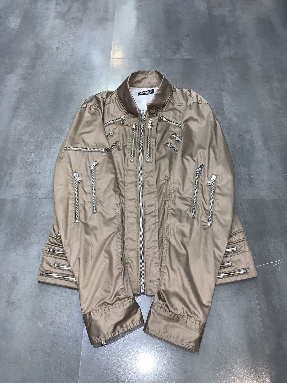 Dolce & Gabbana Dolce & Gabbana Multizipped Champagne Gold Biker Jacket Size US L / EU 52-54 / 3 - 13 Thumbnail