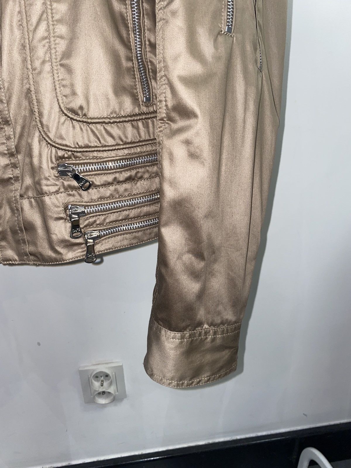 Dolce & Gabbana Dolce & Gabbana Multizipped Champagne Gold Biker Jacket Size US L / EU 52-54 / 3 - 3 Thumbnail