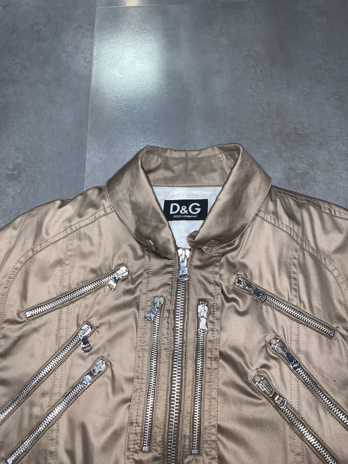Dolce & Gabbana Dolce & Gabbana Multizipped Champagne Gold Biker Jacket Size US L / EU 52-54 / 3 - 11 Thumbnail