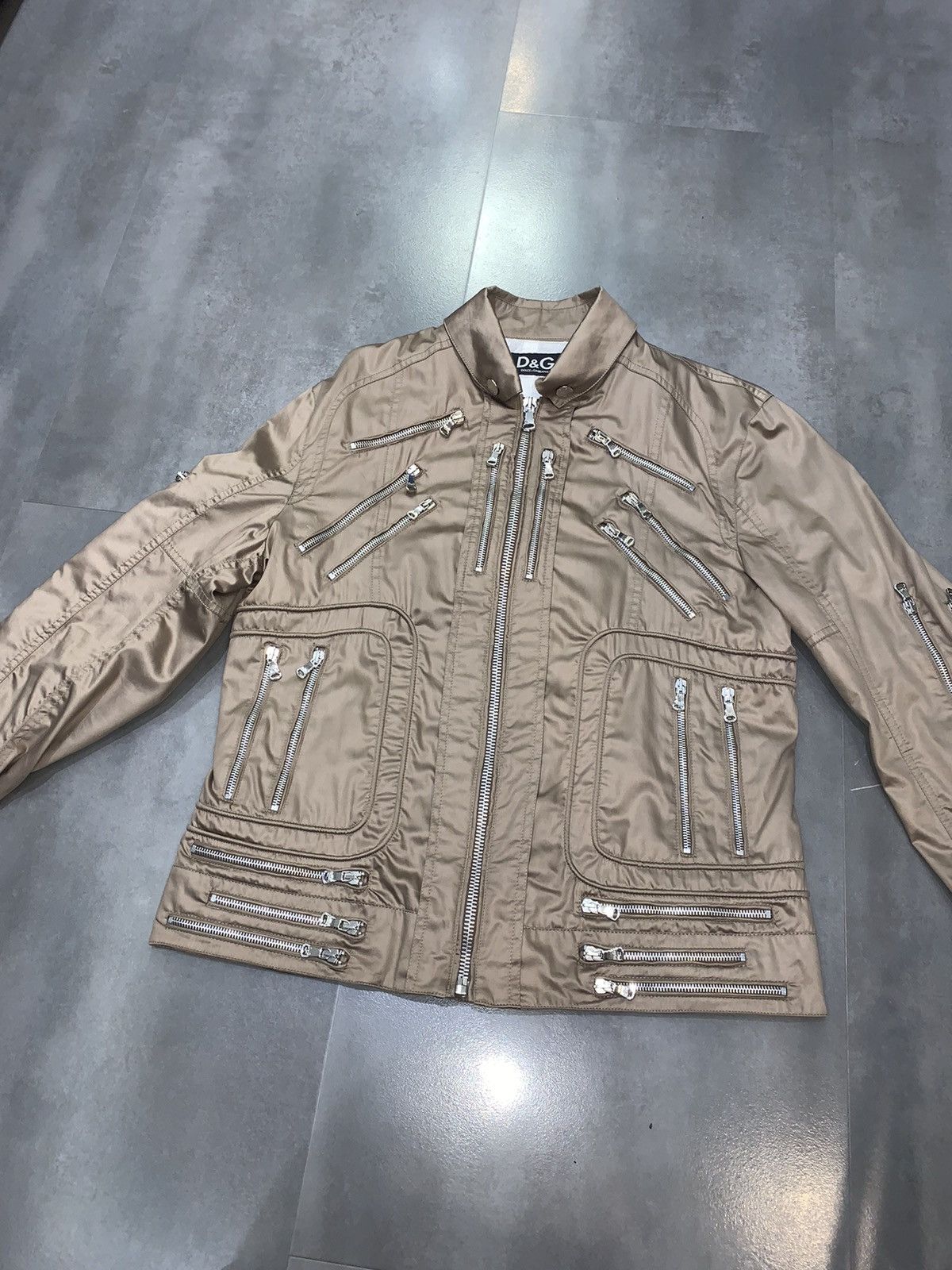 Dolce & Gabbana Dolce & Gabbana Multizipped Champagne Gold Biker Jacket Size US L / EU 52-54 / 3 - 10 Thumbnail