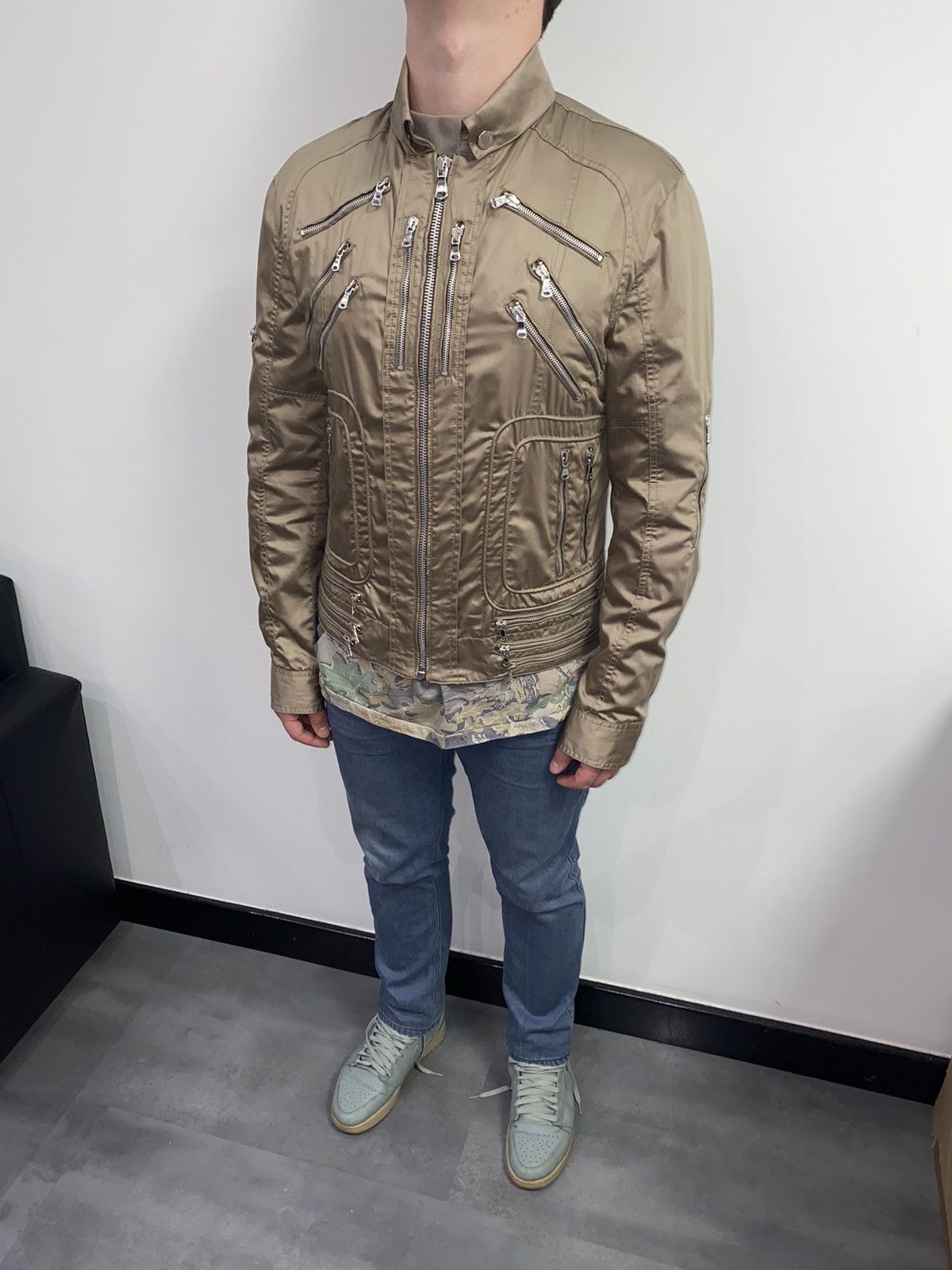 Dolce & Gabbana Dolce & Gabbana Multizipped Champagne Gold Biker Jacket Size US L / EU 52-54 / 3 - 7 Thumbnail