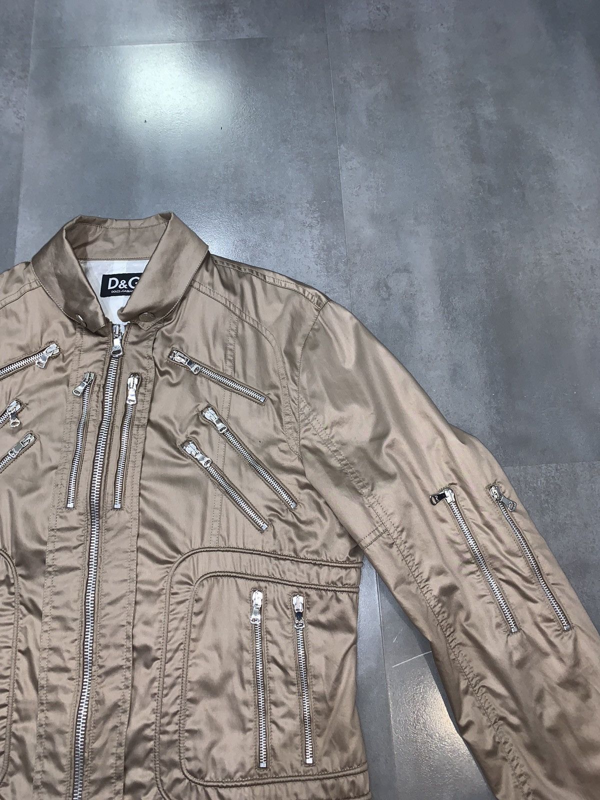 Dolce & Gabbana Dolce & Gabbana Multizipped Champagne Gold Biker Jacket Size US L / EU 52-54 / 3 - 12 Thumbnail