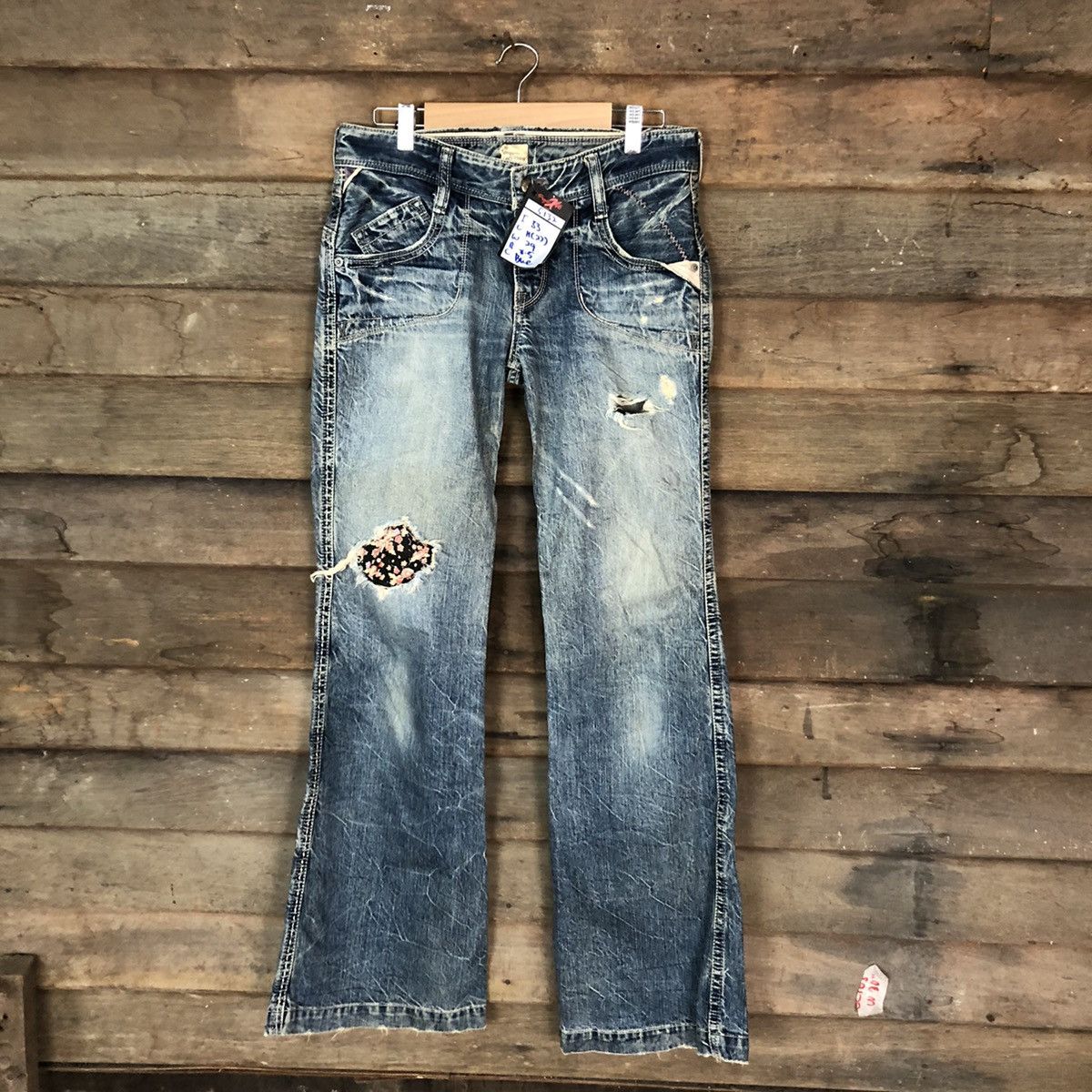 Brappers Candy Vintage Distressed patchwork Denim Pants#5132