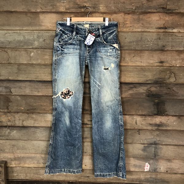 Vintage Brappers Candy Vintage Distressed patchwork Denim Pants