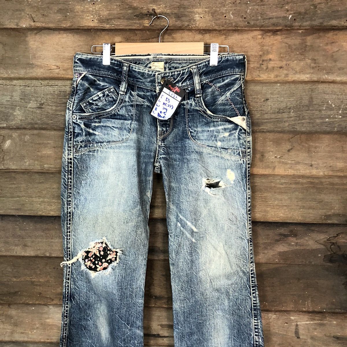 Japanese Brand Brappers Candy Vintage Distressed patchwork Denim Pants#5132 Size 30" / US 8 / IT 44 - 2 Thumbnail