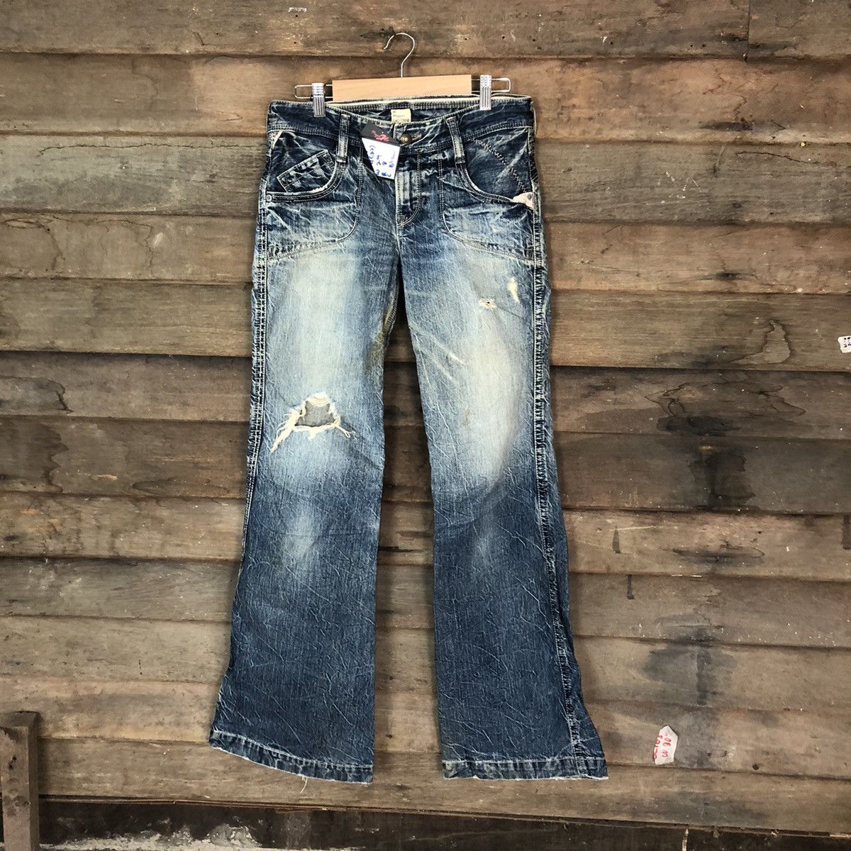 Japanese Brand DL Brappers Cady Vintage Blue distressed Denim Pants #5101 Size 28" / US 6 / IT 42 - 1 Thumbnail