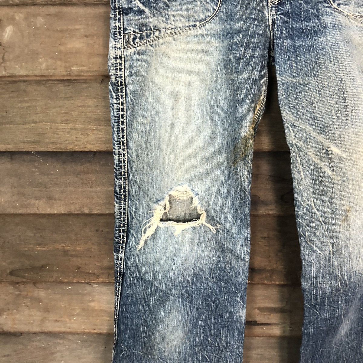 Japanese Brand DL Brappers Cady Vintage Blue distressed Denim Pants #5101 Size 28" / US 6 / IT 42 - 6 Thumbnail