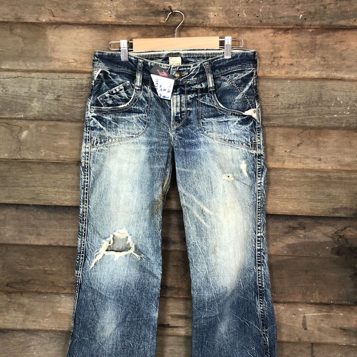 Japanese Brand DL Brappers Cady Vintage Blue distressed Denim Pants #5101 Size 28" / US 6 / IT 42 - 2 Thumbnail