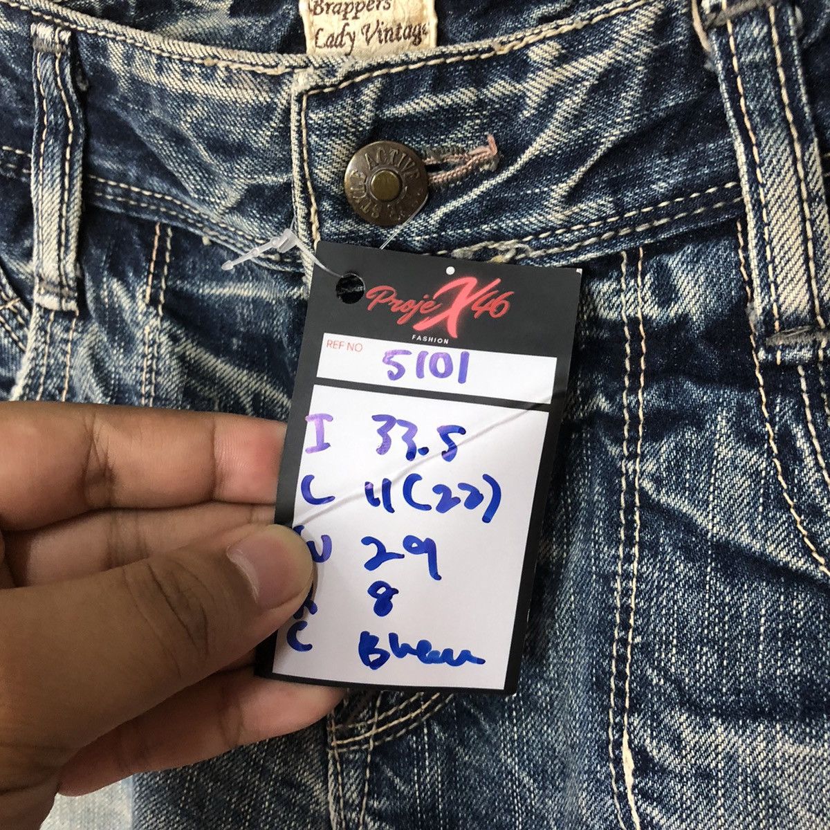 Japanese Brand DL Brappers Cady Vintage Blue distressed Denim Pants #5101 Size 28" / US 6 / IT 42 - 9 Thumbnail