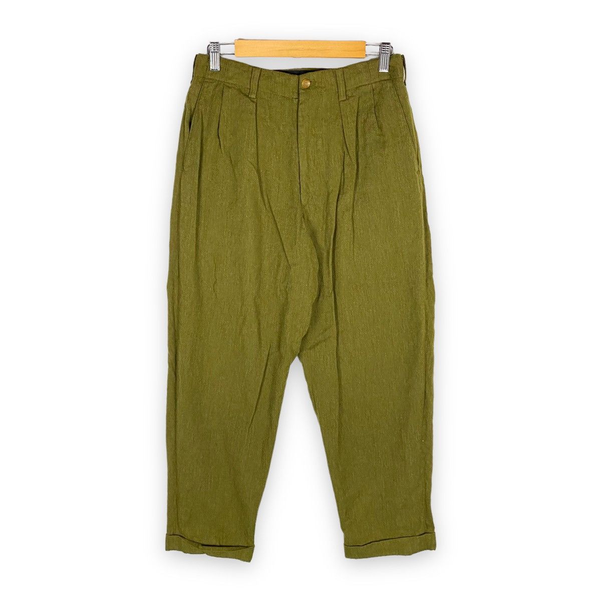 image of Vintage x Yohji Yamamoto Y's For Men By Yohji Yamamoto Wool Hair Trousers Pants in Olive Green (Siz