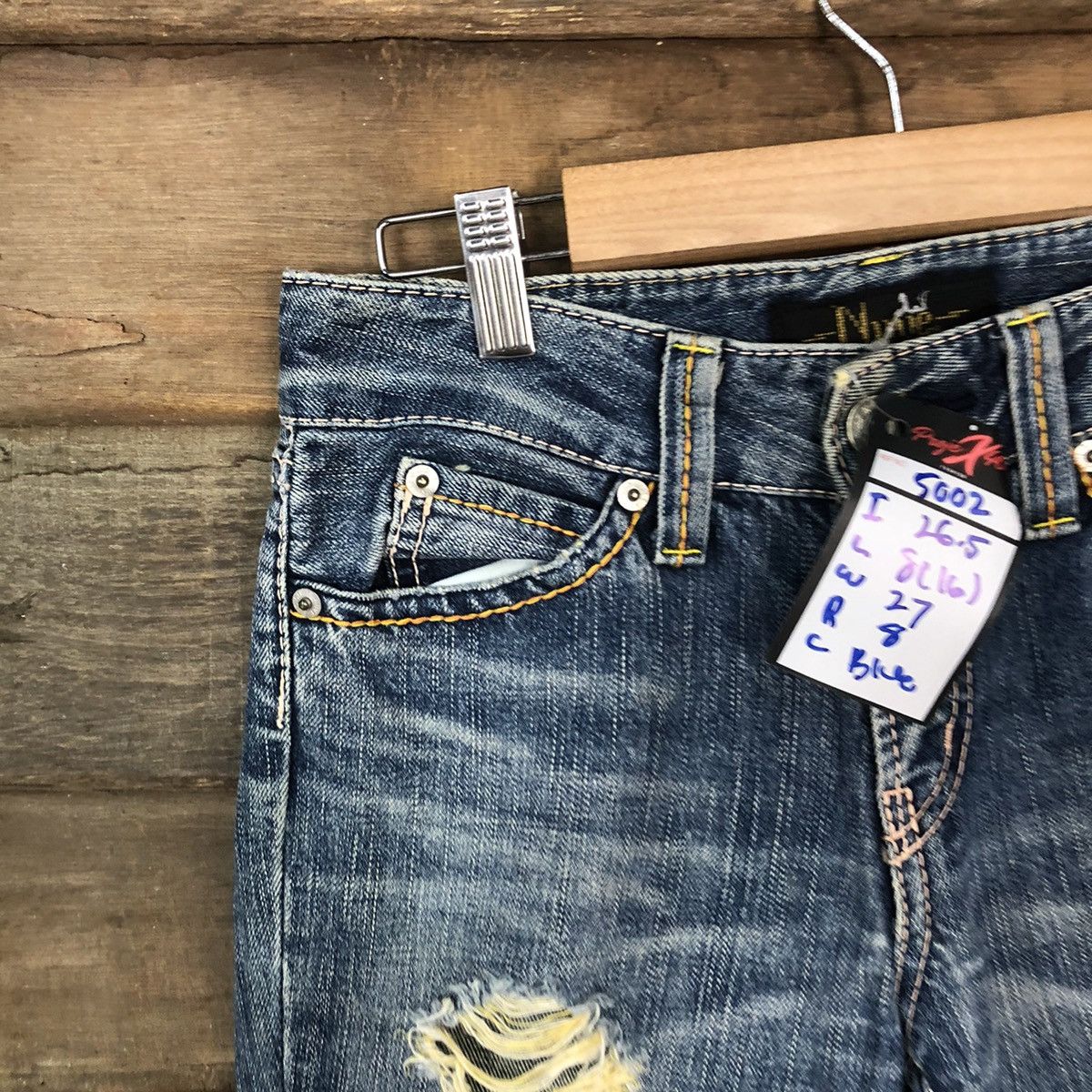 Japanese Brand Nuve bad girl Japan bootcut Distressed Denim Pants #5002 Size 28" / US 6 / IT 42 - 4 Thumbnail