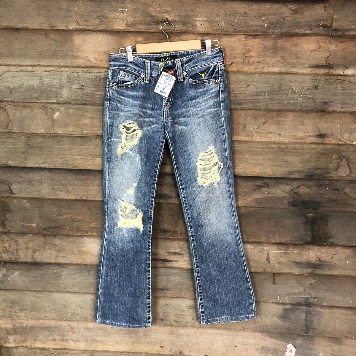 Japanese Brand Nuve bad girl Japan bootcut Distressed Denim Pants #5002 Size 28" / US 6 / IT 42 - 1 Thumbnail