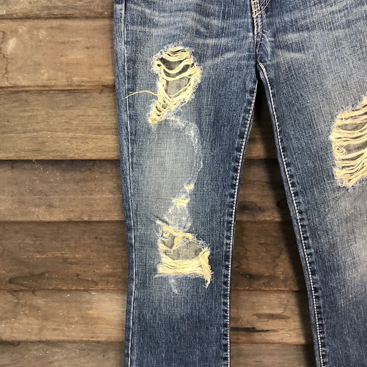 Japanese Brand Nuve bad girl Japan bootcut Distressed Denim Pants #5002 Size 28" / US 6 / IT 42 - 6 Thumbnail