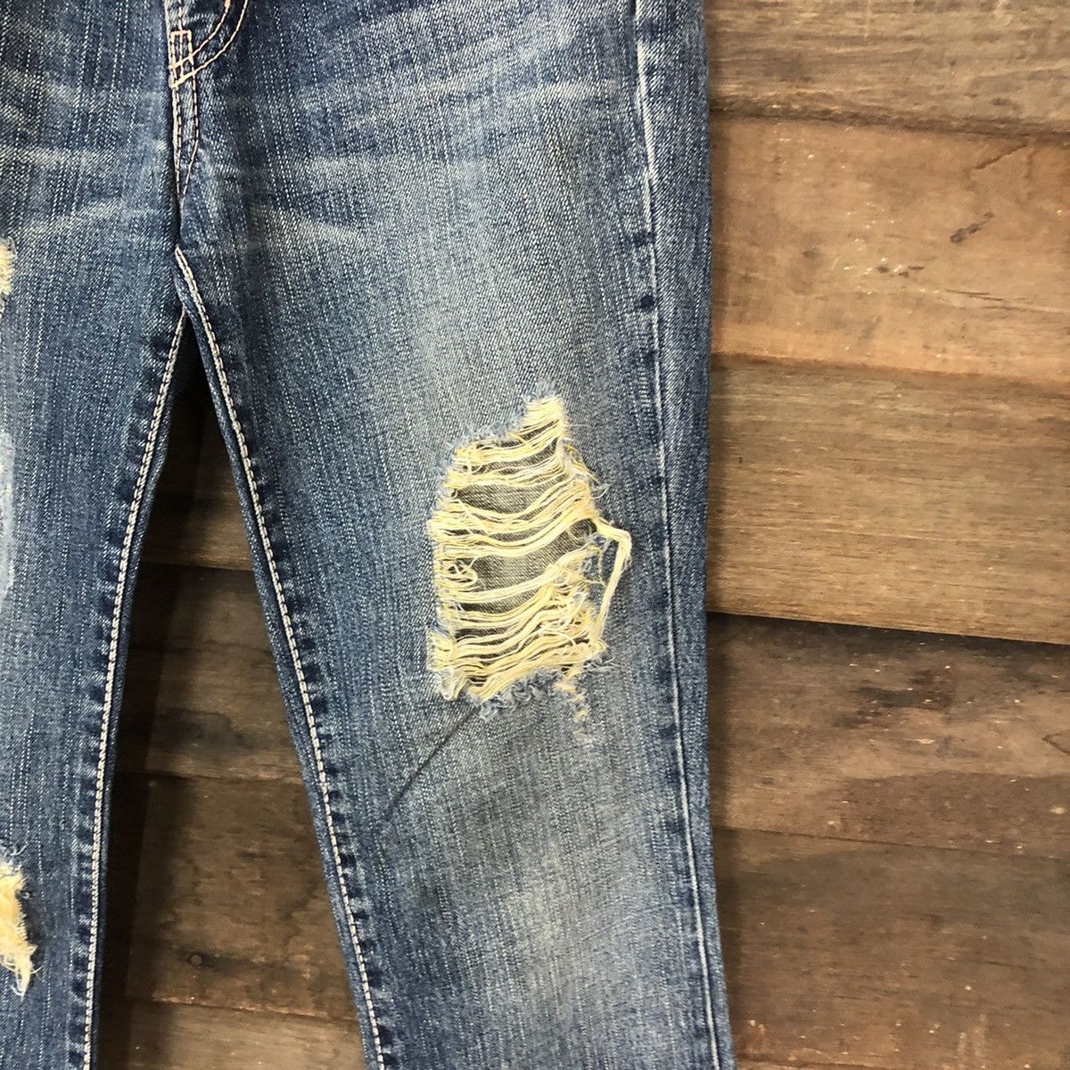 Japanese Brand Nuve bad girl Japan bootcut Distressed Denim Pants #5002 Size 28" / US 6 / IT 42 - 7 Thumbnail