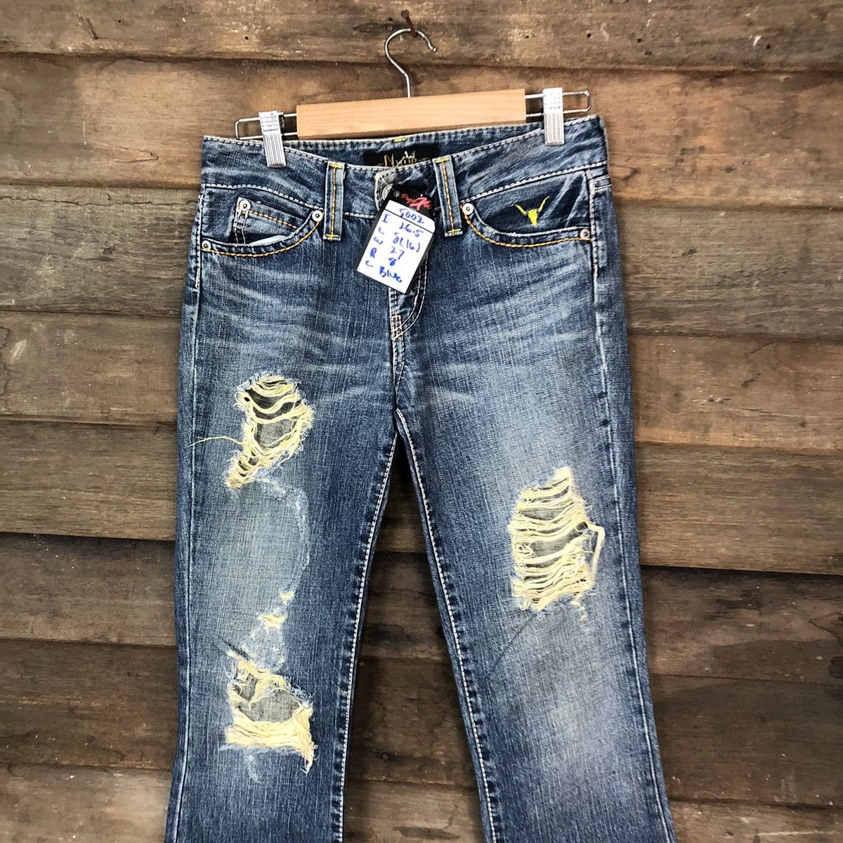 Japanese Brand Nuve bad girl Japan bootcut Distressed Denim Pants #5002 Size 28" / US 6 / IT 42 - 2 Thumbnail