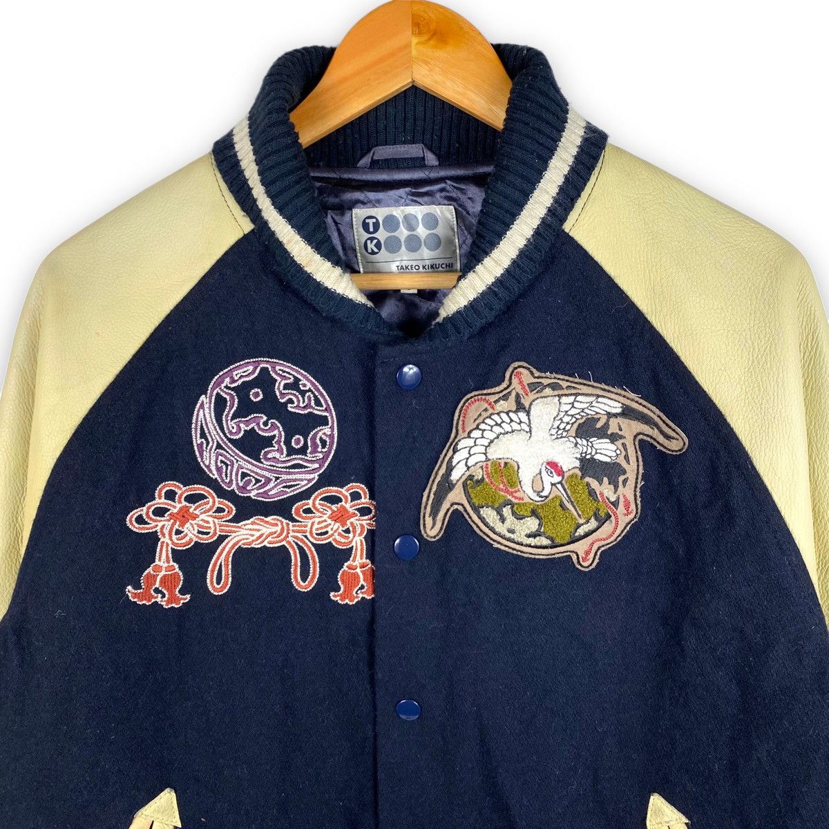 Vintage TAKEO KIKUCHI SUKAJAN WOOL LEATHER SLEEVE VARSITY JACKET Size US M / EU 48-50 / 2 - 7 Thumbnail