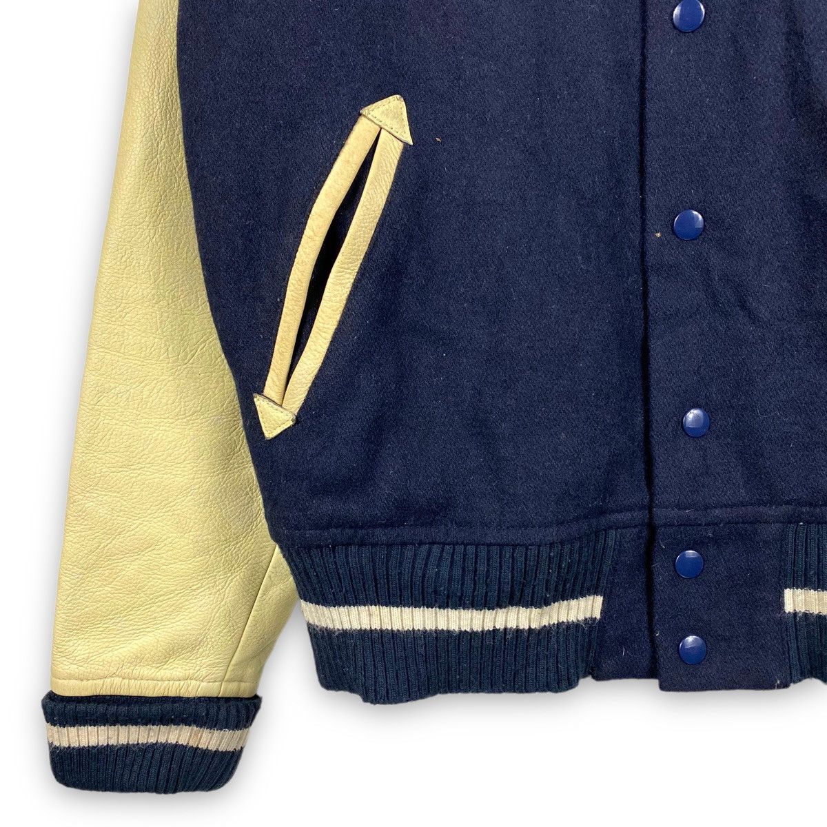 Vintage TAKEO KIKUCHI SUKAJAN WOOL LEATHER SLEEVE VARSITY JACKET Size US M / EU 48-50 / 2 - 10 Thumbnail