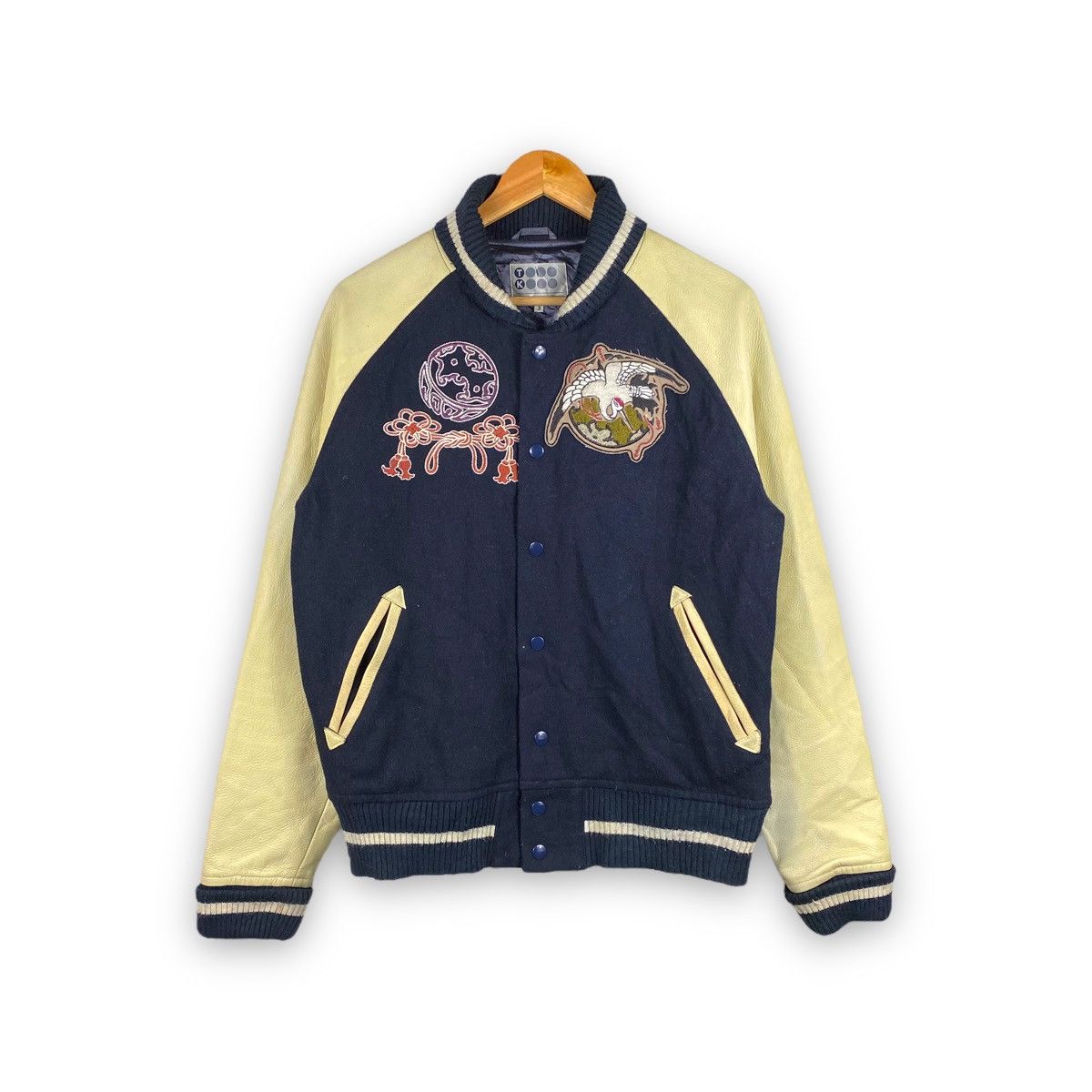 Vintage TAKEO KIKUCHI SUKAJAN WOOL LEATHER SLEEVE VARSITY JACKET Size US M / EU 48-50 / 2 - 6 Thumbnail
