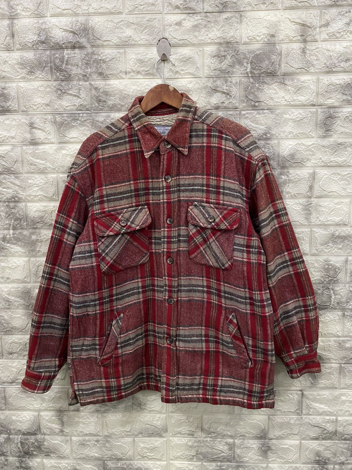 image of Vintage Seahop Worker Equipment in Red Tartan, Men's (Size Large)