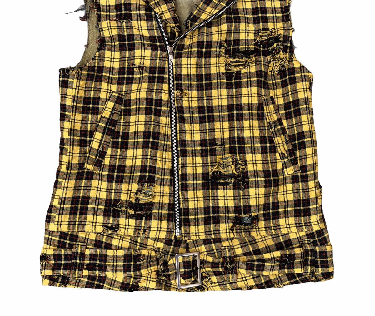 Punk and Yo Unbrand Mad Punks Distress Yellow Tartan Vest Size US M / EU 48-50 / 2 - 3 Thumbnail