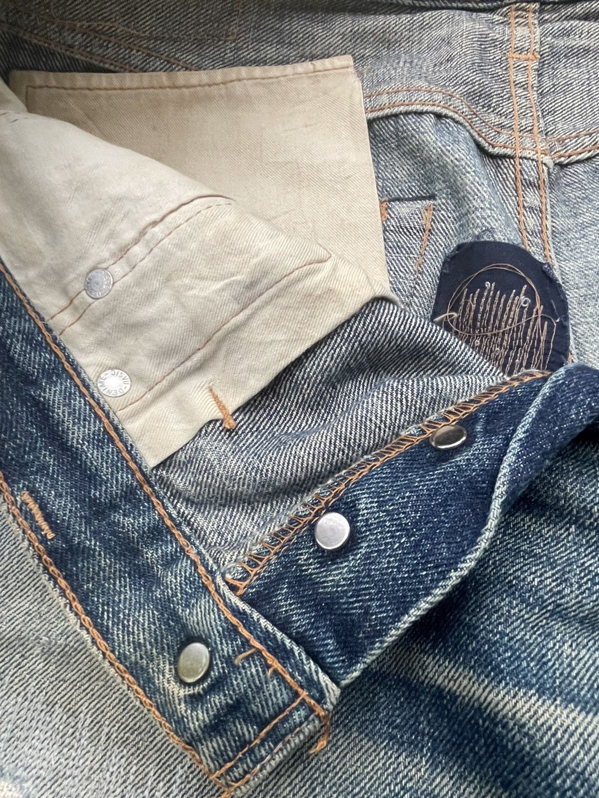 Denime Denime Vintage Selvedge Aging Distressed Denim Size US 33 - 20 Thumbnail