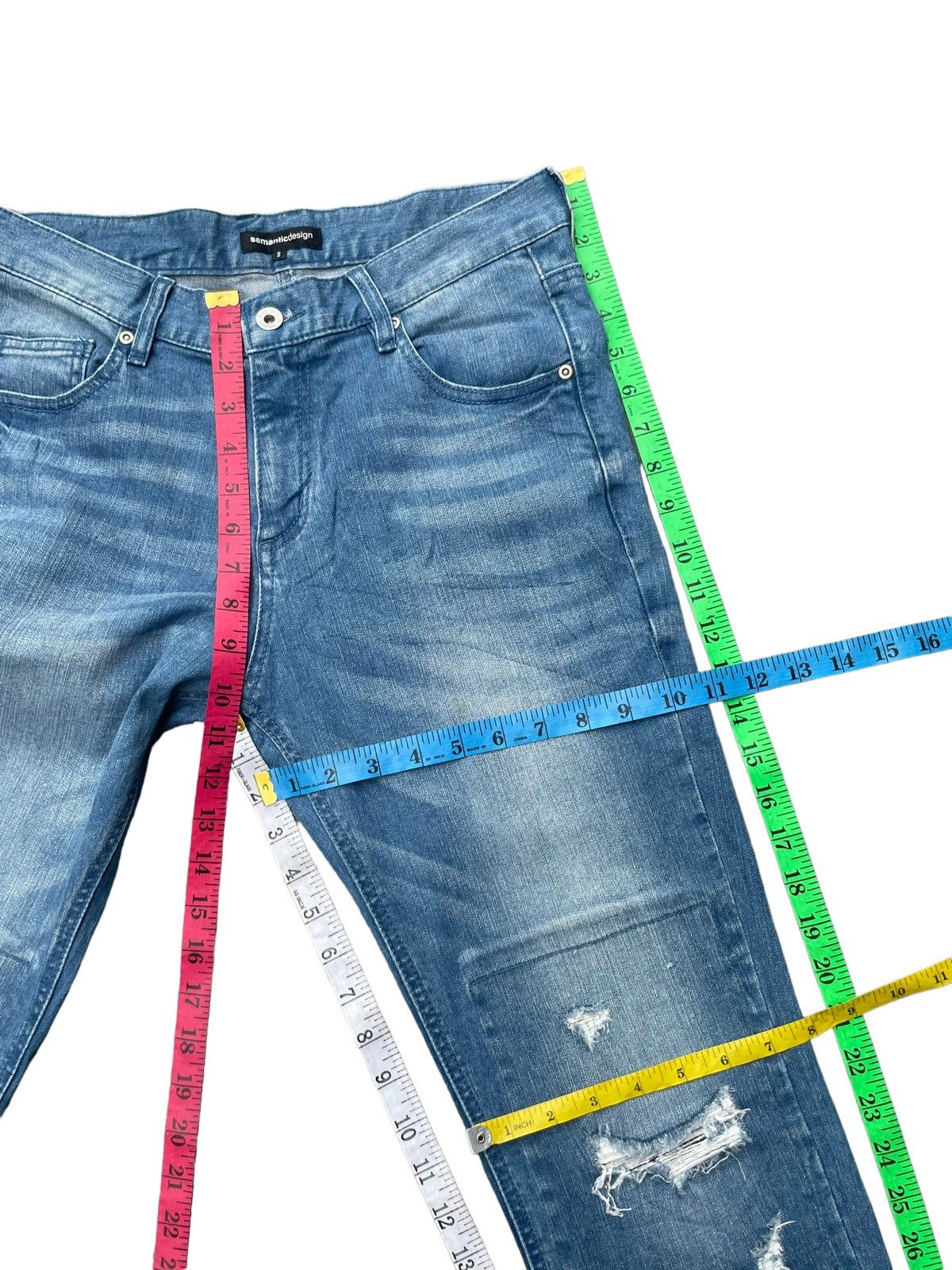 Japanese Brand Semantic Design Distresed Denim Size US 31 - 18 Thumbnail